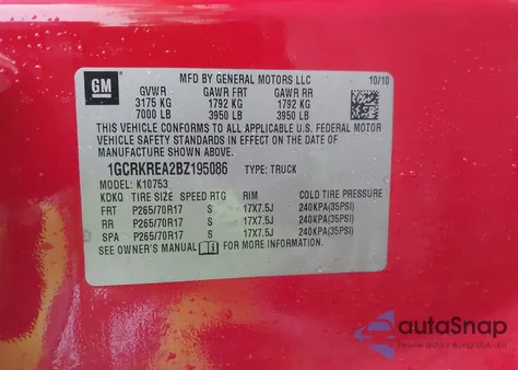 2011 Chevrolet Silverado 1500 Ls z USA, uszkodzony, nr VIN 1GCRKREA2BZ195086